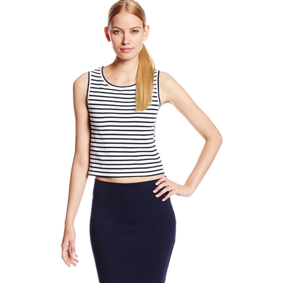 Trina Turk | Elberta Striped French Terry Cropped Top - Picture 1 of 8